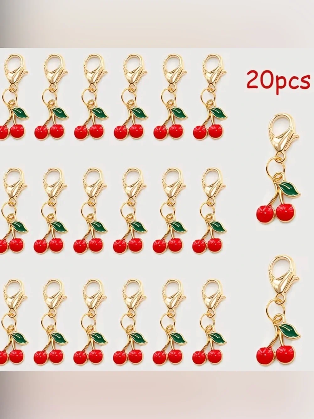 20 Gold Toned Cherry Keychain Charms (for Buyer Thank Yous)